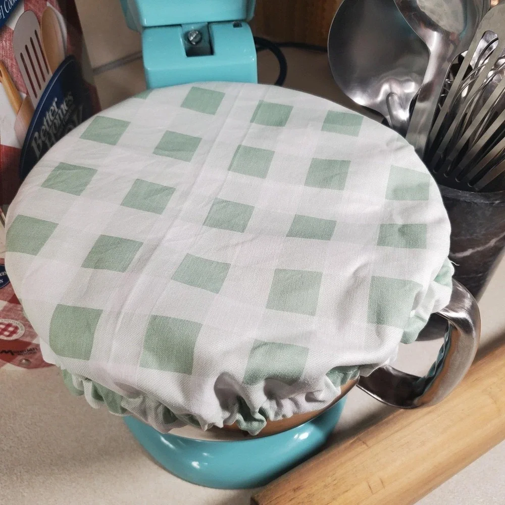 Succulent Plants / Green Large Gingham KitchenAid Mixer Mixing Bowl Cover Decor